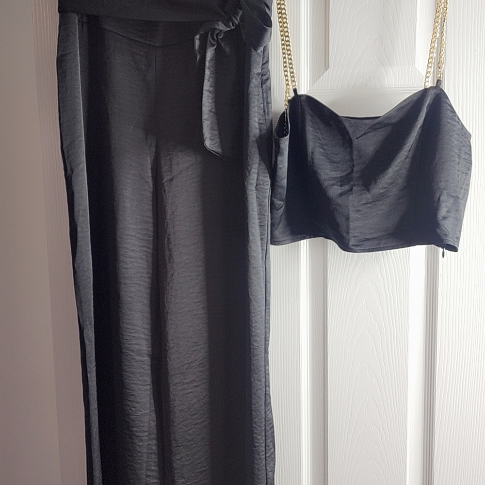 Express Black Wide Leg Pants with Tie Waist